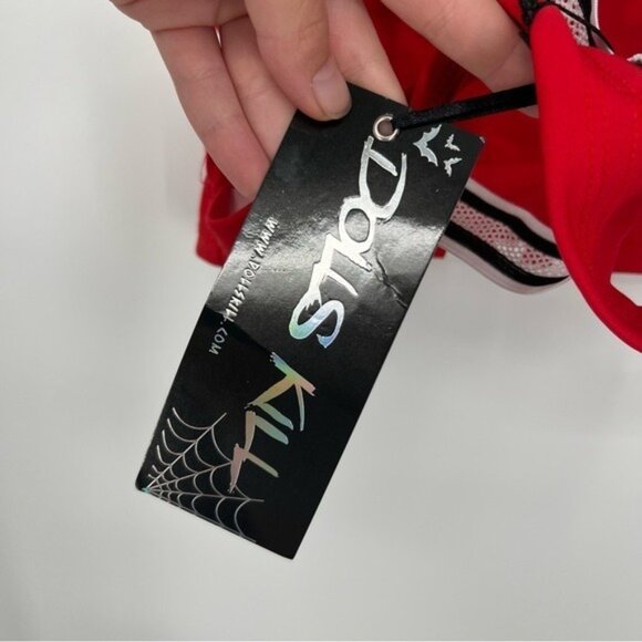 Dolls Kill NEW Red Devils 666 Cheerleading Cropped Costume Top - Picture 7 of 8